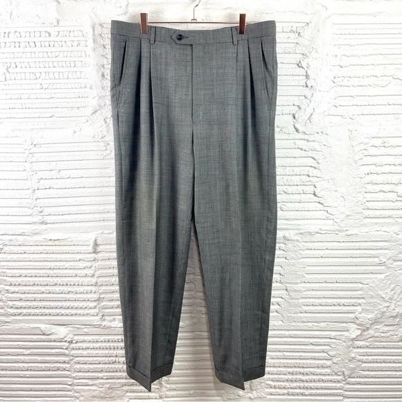 Hart Schaffner Marx Other - Hart Schaffner Marx Pleated Cuffed Suit Pants Gray Glen Plaid Waist 36